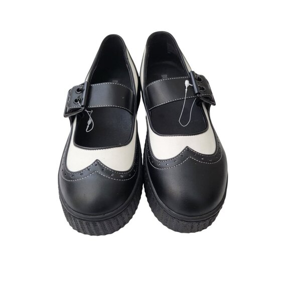 STRANGE CVLT Vegan Leather Black & White Mary Jane Platform Shoes Women's 9M - Picture 3 of 9